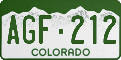 CO license plate AGF212