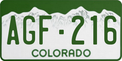 CO license plate AGF216