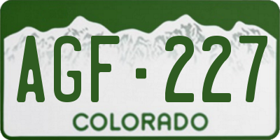 CO license plate AGF227