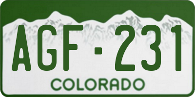 CO license plate AGF231