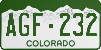 CO license plate AGF232