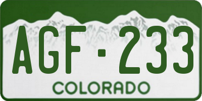 CO license plate AGF233