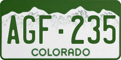 CO license plate AGF235