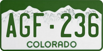 CO license plate AGF236