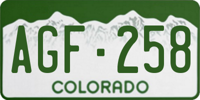 CO license plate AGF258