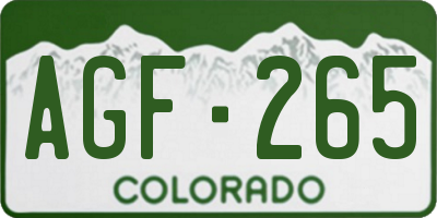 CO license plate AGF265