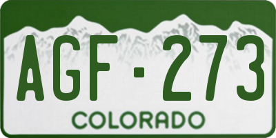 CO license plate AGF273