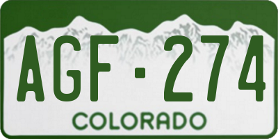CO license plate AGF274