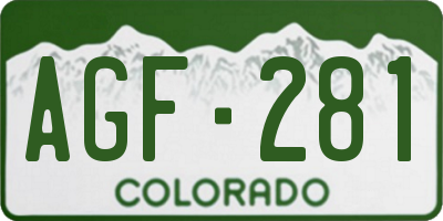 CO license plate AGF281