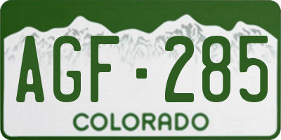CO license plate AGF285