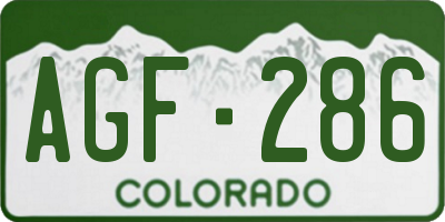 CO license plate AGF286