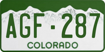 CO license plate AGF287