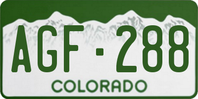 CO license plate AGF288