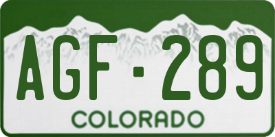 CO license plate AGF289