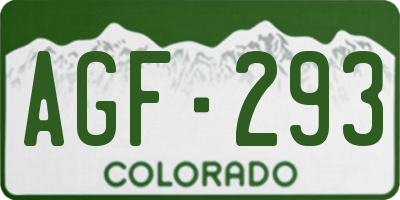 CO license plate AGF293
