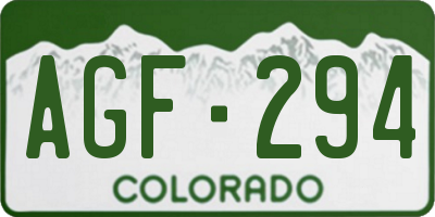CO license plate AGF294