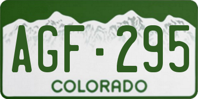 CO license plate AGF295
