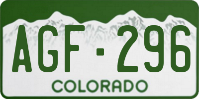 CO license plate AGF296