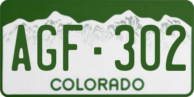 CO license plate AGF302