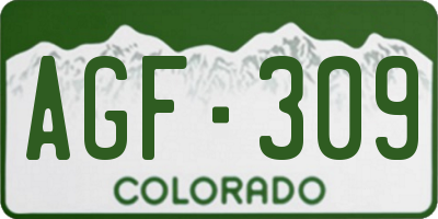 CO license plate AGF309