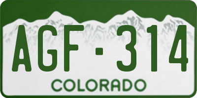 CO license plate AGF314