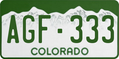 CO license plate AGF333