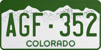 CO license plate AGF352