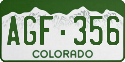 CO license plate AGF356