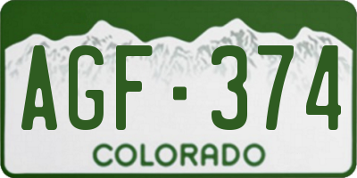 CO license plate AGF374