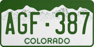 CO license plate AGF387