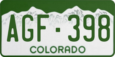 CO license plate AGF398