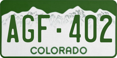 CO license plate AGF402