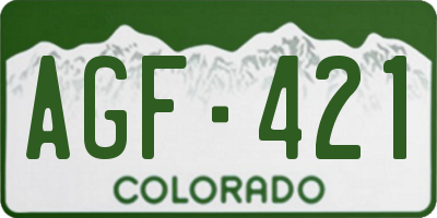 CO license plate AGF421