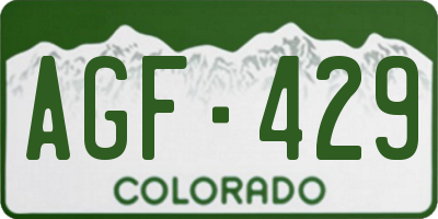 CO license plate AGF429