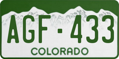 CO license plate AGF433