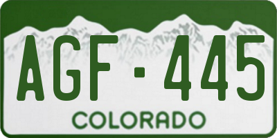 CO license plate AGF445
