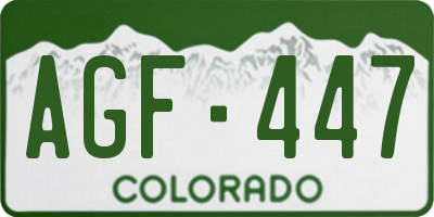 CO license plate AGF447