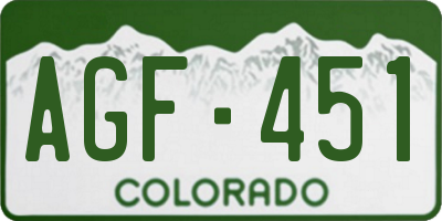 CO license plate AGF451