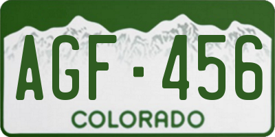 CO license plate AGF456