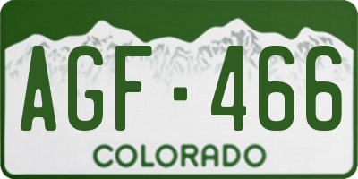 CO license plate AGF466