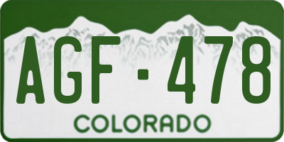 CO license plate AGF478
