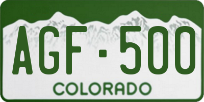CO license plate AGF500