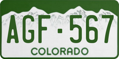 CO license plate AGF567