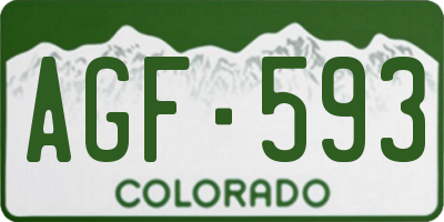 CO license plate AGF593