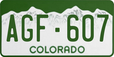 CO license plate AGF607