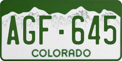 CO license plate AGF645