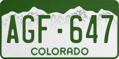 CO license plate AGF647