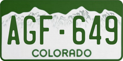 CO license plate AGF649