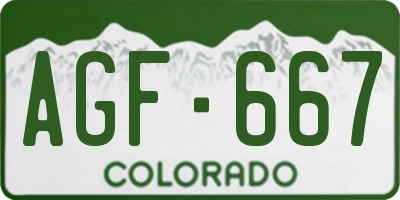 CO license plate AGF667
