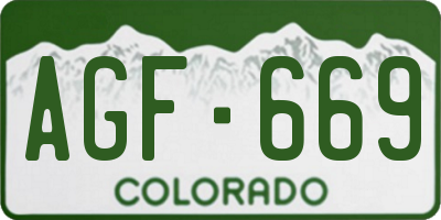 CO license plate AGF669